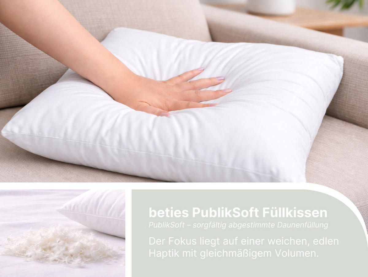 DAUNENKISSEN PublikSoft 50/50 cm - Weiß, Naturmaterialien/Textil (50/50cm) - beties Heimtextil