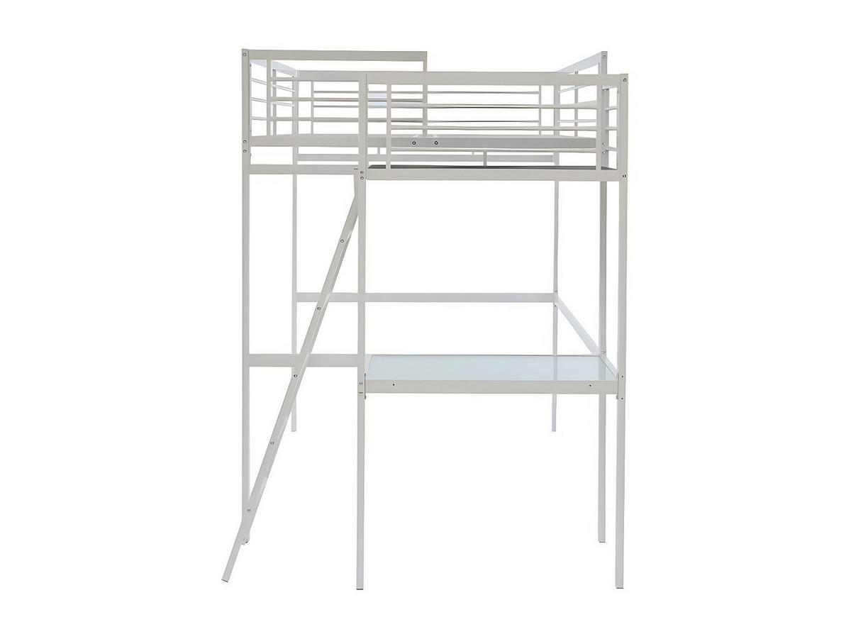 HOCHBETT mit Schreibtisch - 140 x 190 cm - Weiß - CASUAL II - Weiß, Metall - Vente-Unique