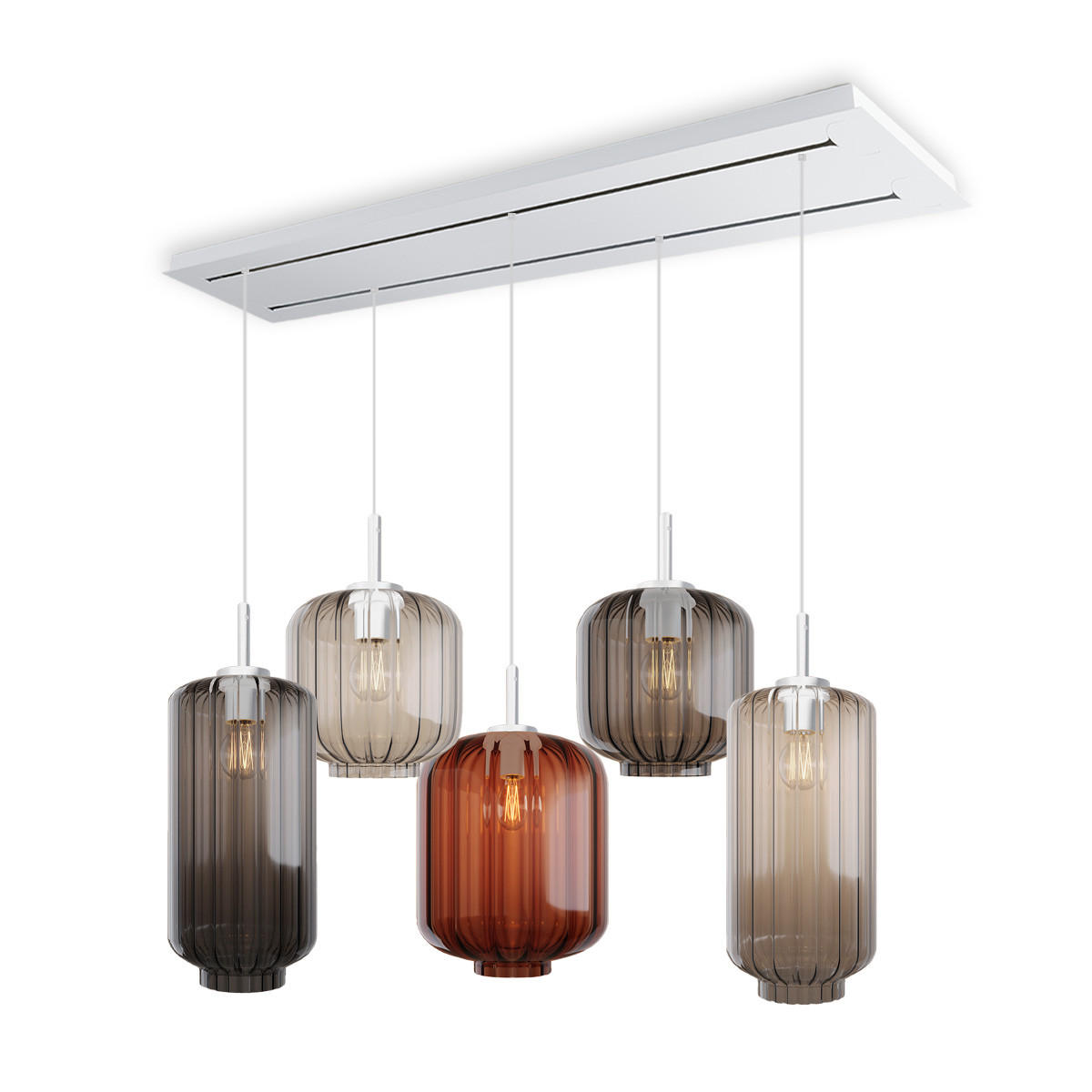 HÄNGELEUCHTE Velo 5-flammig Mehrfarbig Ø 18/20/25cm - Multicolor/Weiß, Glas (25/25/27cm) - s.luce