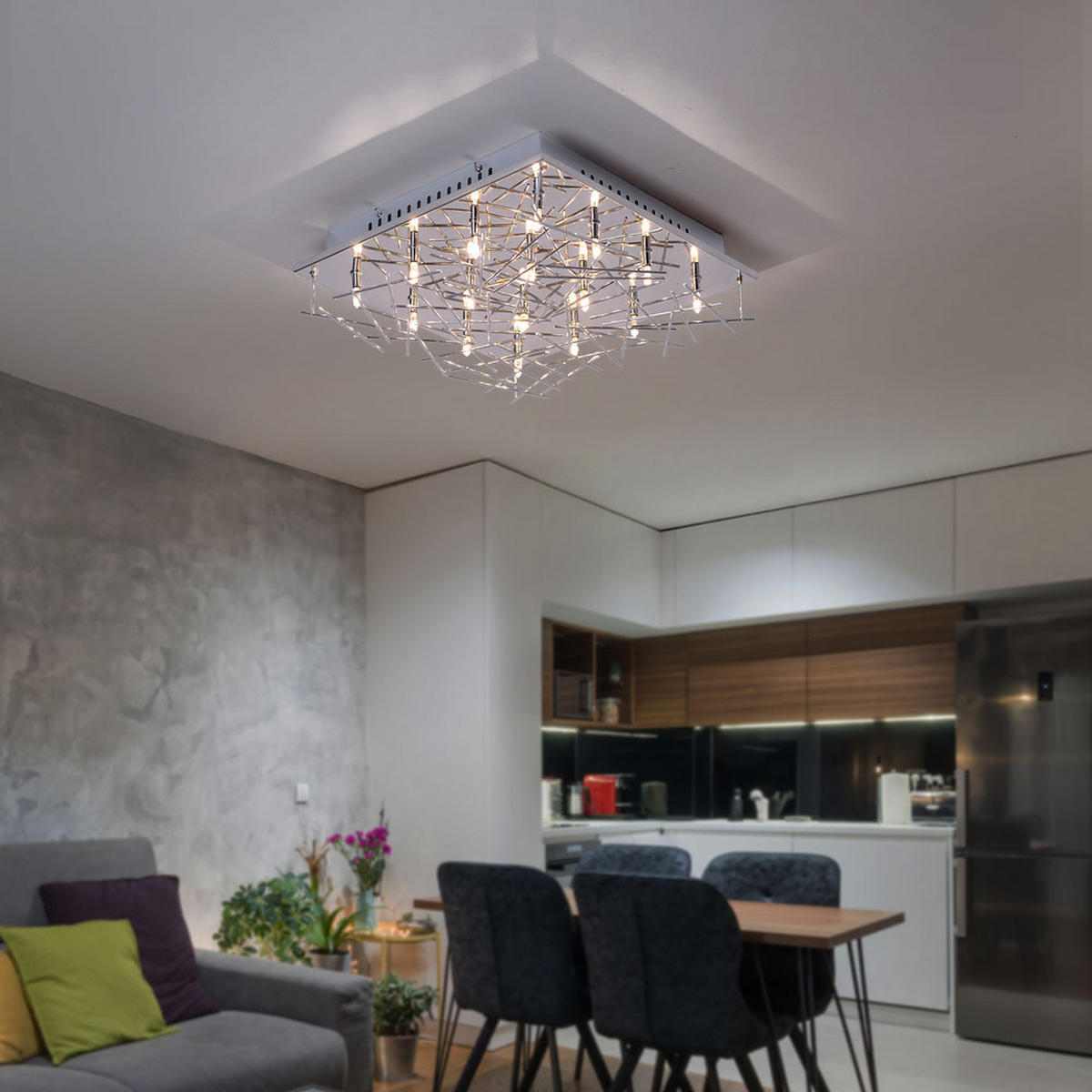 LED DECKENLEUCHTE Chrom Silber - Silberfarben, Metall (37/37/11cm)