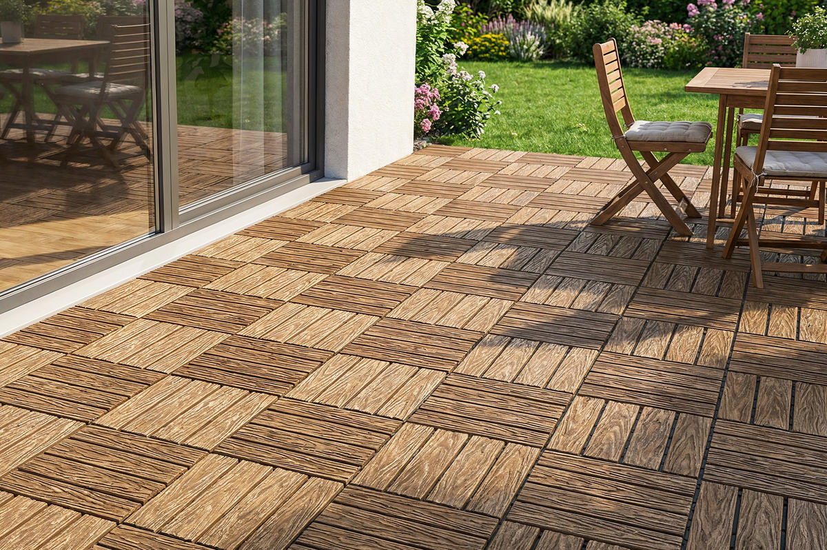 30ER-SET TERRASSENFLIESEN JURA 30x30cm Teak-Verbund - Teakfarben, Holzwerkstoff (30/30/2cm) - Casanoov