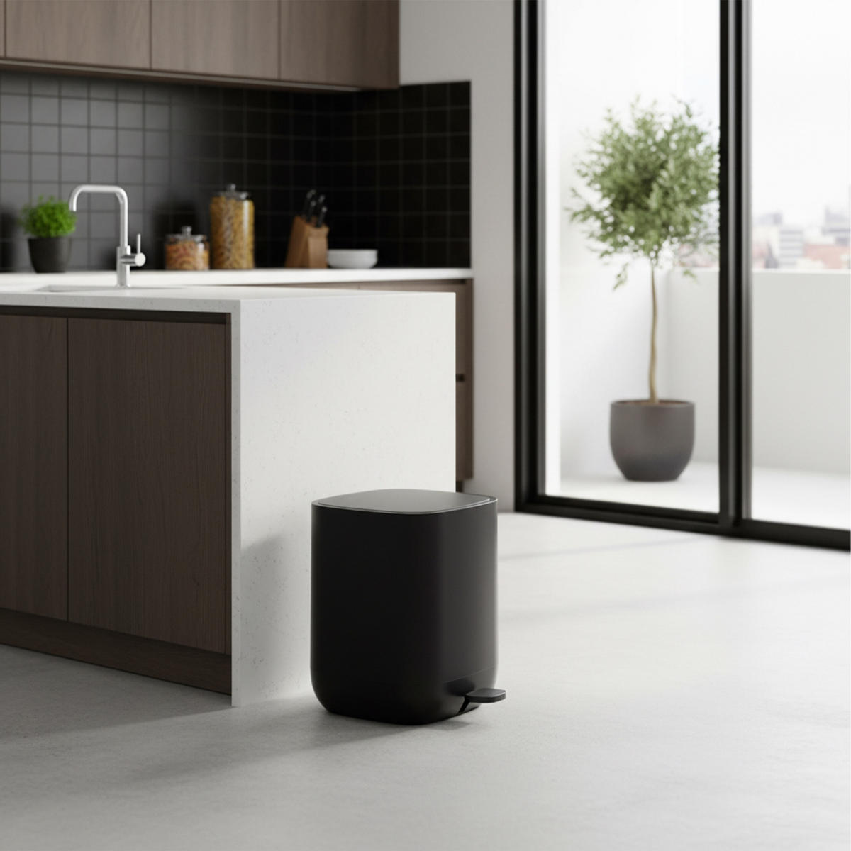 MÜLLEIMER - Schwarz, Kunststoff (21/27/26cm) - Relaxdays