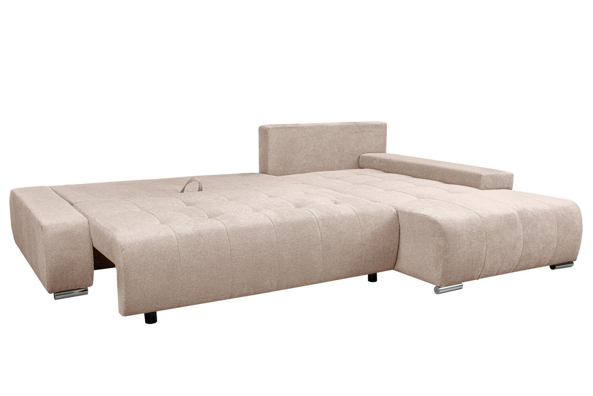 ECKSOFA Bloom mit Bettkasten und Schlaffunktion L-Form - Beige, Textil (267/185cm)