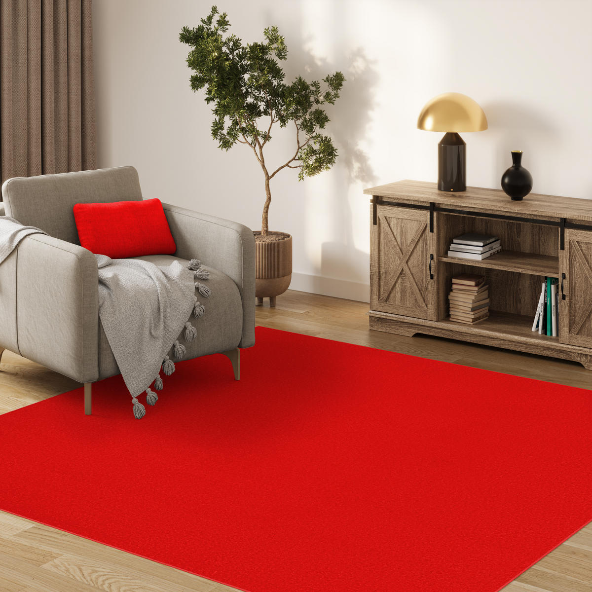 TEPPICH MONO SQUARE Rot 120/120 cm - Rot, Kunststoff (120/120cm) - Tapiso