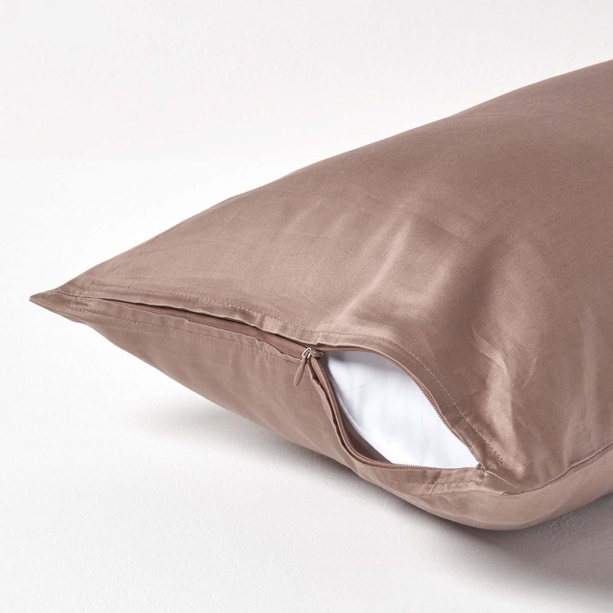 BIO-KISSENBEZUG Satin, Fadendichte 400 - Braun, Textil (40/80cm) - Homescapes