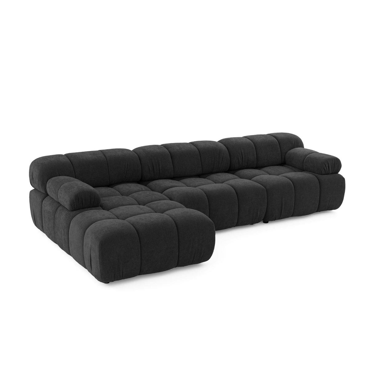 MODULARES Ecksofa MOMENTUM L, Links, Breite 282 cm, strukturierter Stoff, Schwarz - Chromfarben/Schwarz, Holz/Textil (282/155cm) - Muffo