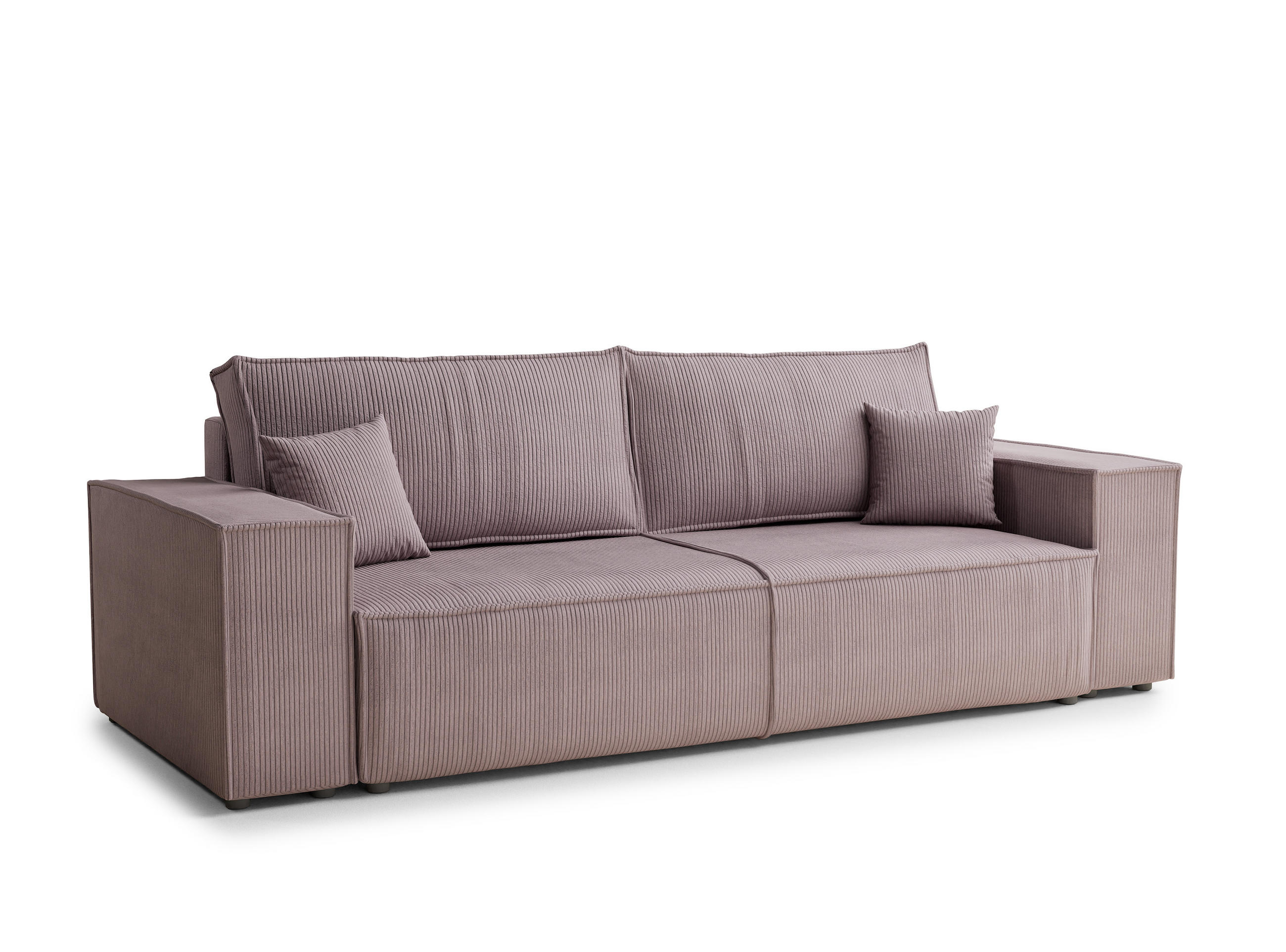 SOFA MIT SCHLAFFUNKTION Milos Lila Samtstoff - Flieder/Schwarz, Holz/Holzwerkstoff (255/70/105cm) - Maison de Reve
