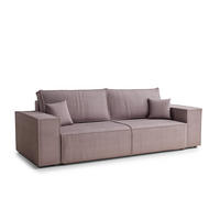 SOFA MIT SCHLAFFUNKTION Milos Lila Samtstoff - Flieder/Schwarz, Holz/Holzwerkstoff (255/70/105cm) - Maison de Reve