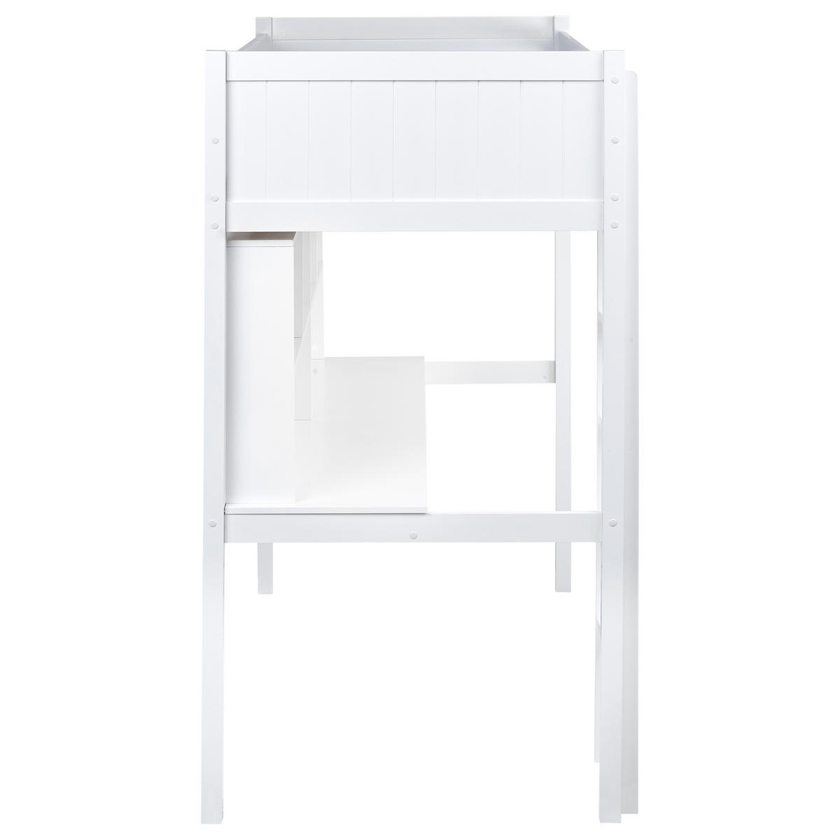 HOCHBETT MIT SCHREIBTISCH 90x200 cm Weiß Foucamont - Weiß, Holz (90/200cm) - Beliani