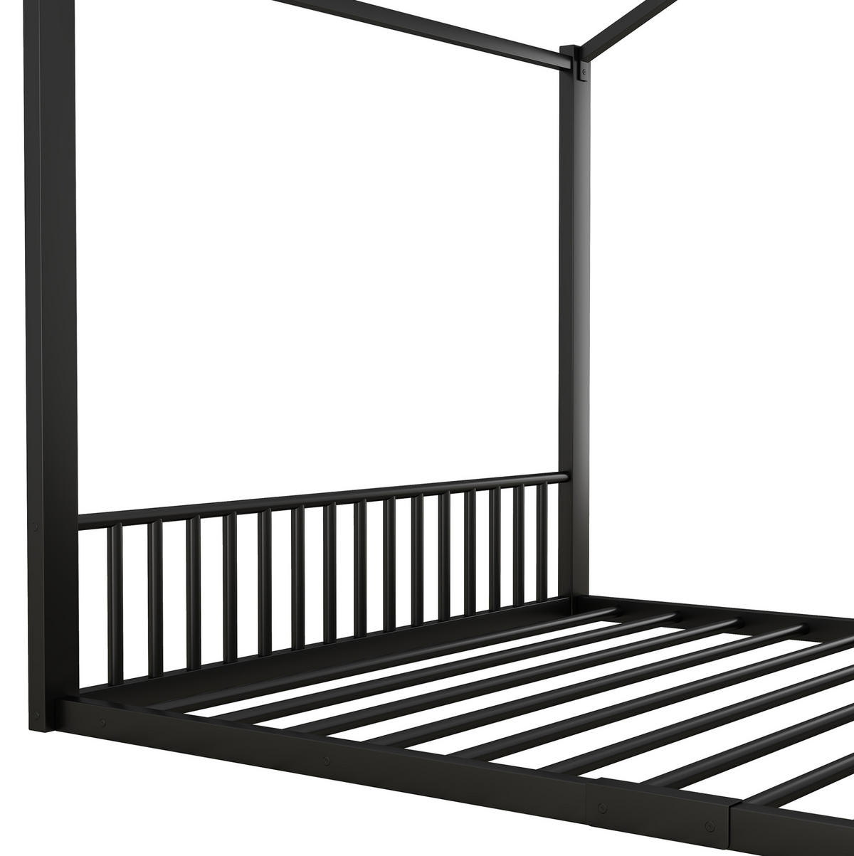 HAUSBETT 140/200 cm Schwarz aus Metall in Hausform - Schwarz, Metall (140/200cm) - OKMYHOME