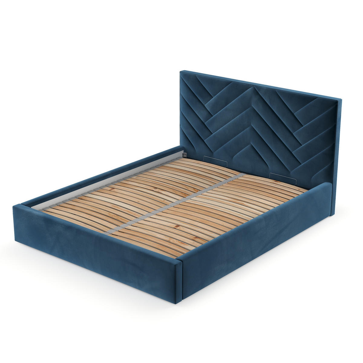 POLSTERBETT Arco 160/200 cm Dunkelblau im Kronos Stoff - Schwarz/Naturfarben, Holz/Holzwerkstoff (160/200cm) - AltaBeds