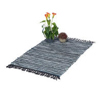 FLICKENTEPPICH - Grau, Leder/Textil (100/60cm) - Relaxdays