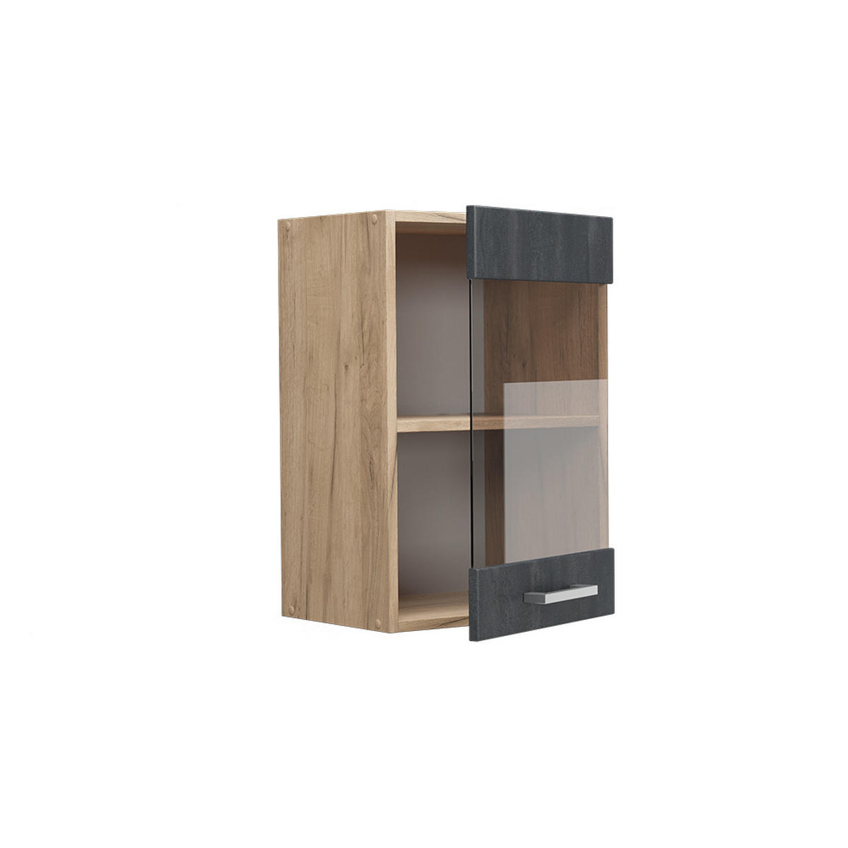 KÜCHENGLASSCHRANK R-Line Schwarz Beton 40 cm - Honigeiche/Eiche Wotan, Holzwerkstoff (40/60/31cm) - Vicco