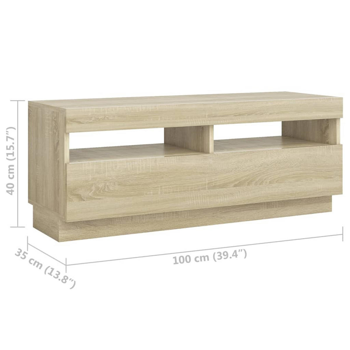 TV-SCHRANK Mit Led-Leuchten Sonoma-Eiche 300/35/40 Cm - Braun, Holzwerkstoff (300/40/35cm) - vidaXL