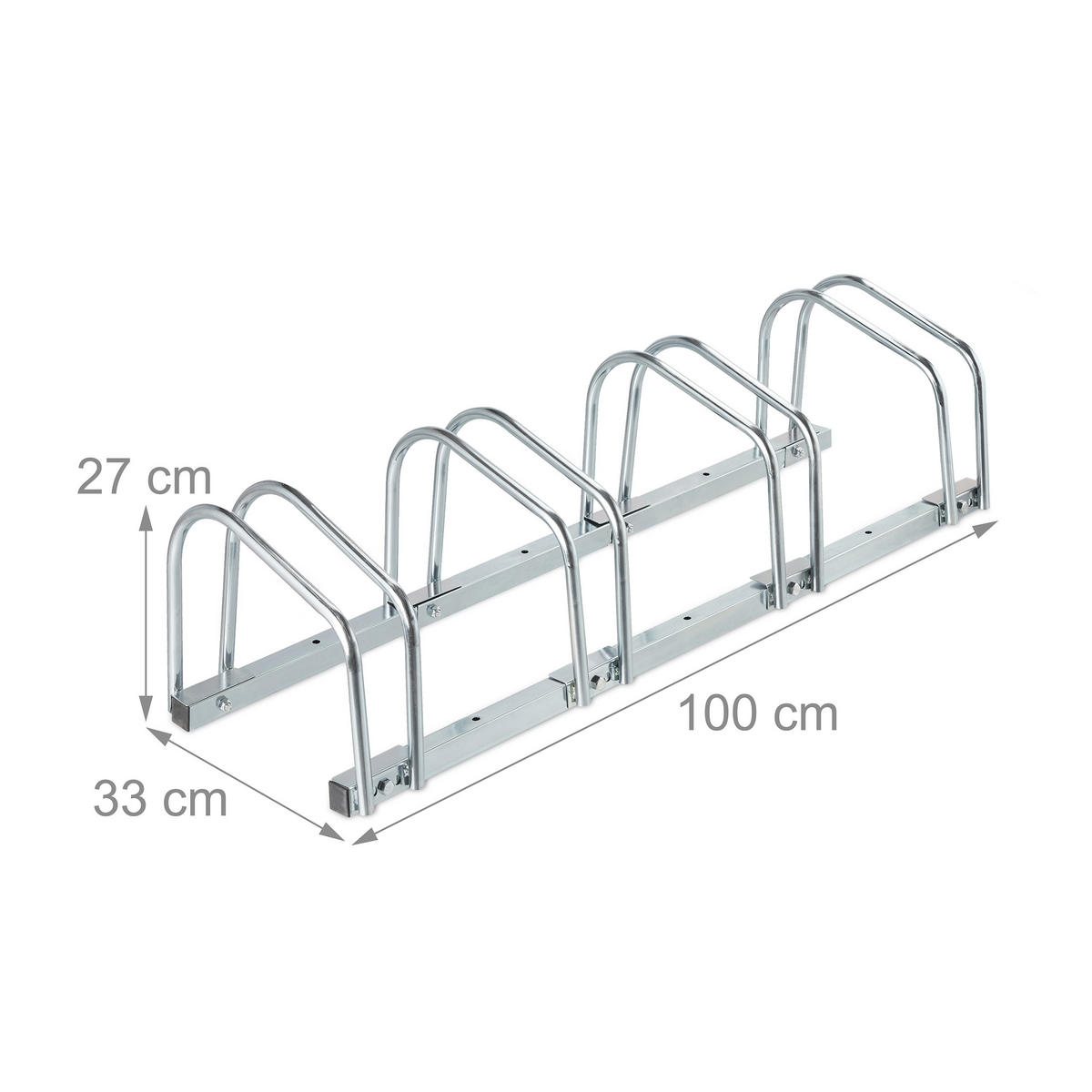 FAHRRADSTÄNDER Silber für 4 Fahrräder verzinkter Stahl - Silberfarben, Metall (100/27/33cm) - Relaxdays