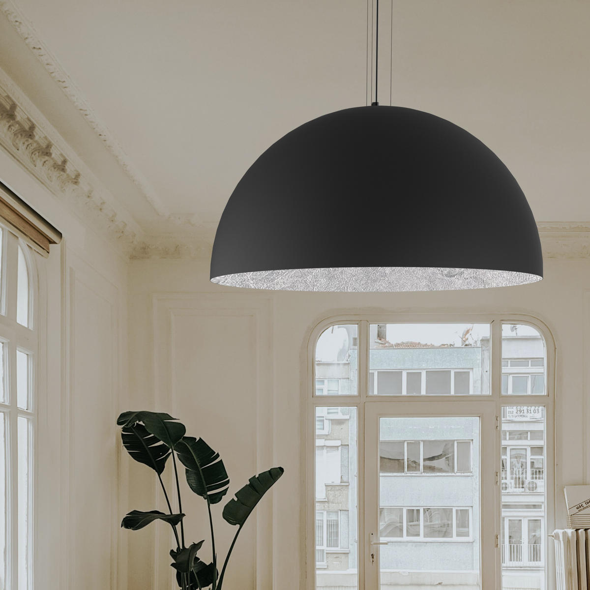 HÄNGELEUCHTE - Schwarz, Metall (80/80/40cm) - Lumicom