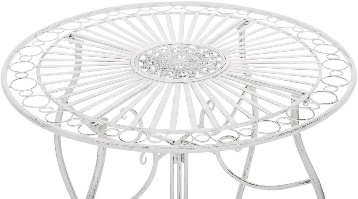 GARTENTISCH rund Ø70 cm Metall Antik Weiß - Weiß, Metall (70/70/72cm) - CLP