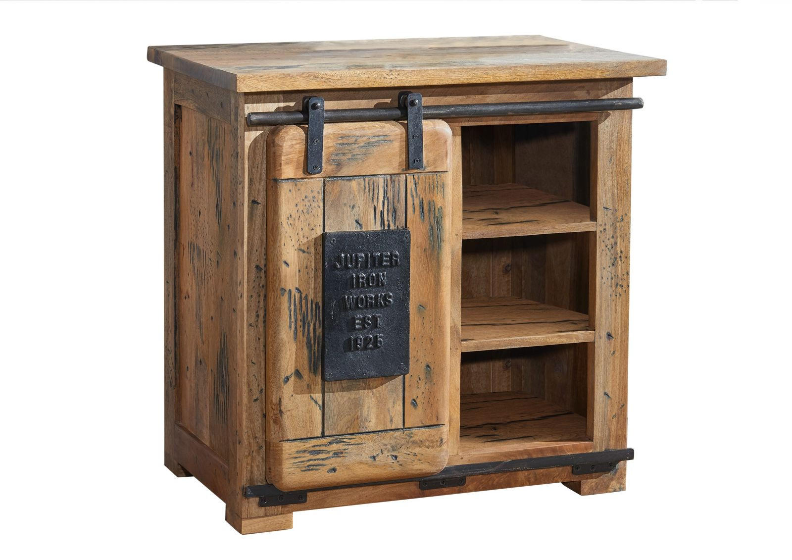 KOMMODE Mango 70x45x70 natur lackiert RAILWAY #124 - Braun, Holz (70/70/45cm) - Massivmoebel24