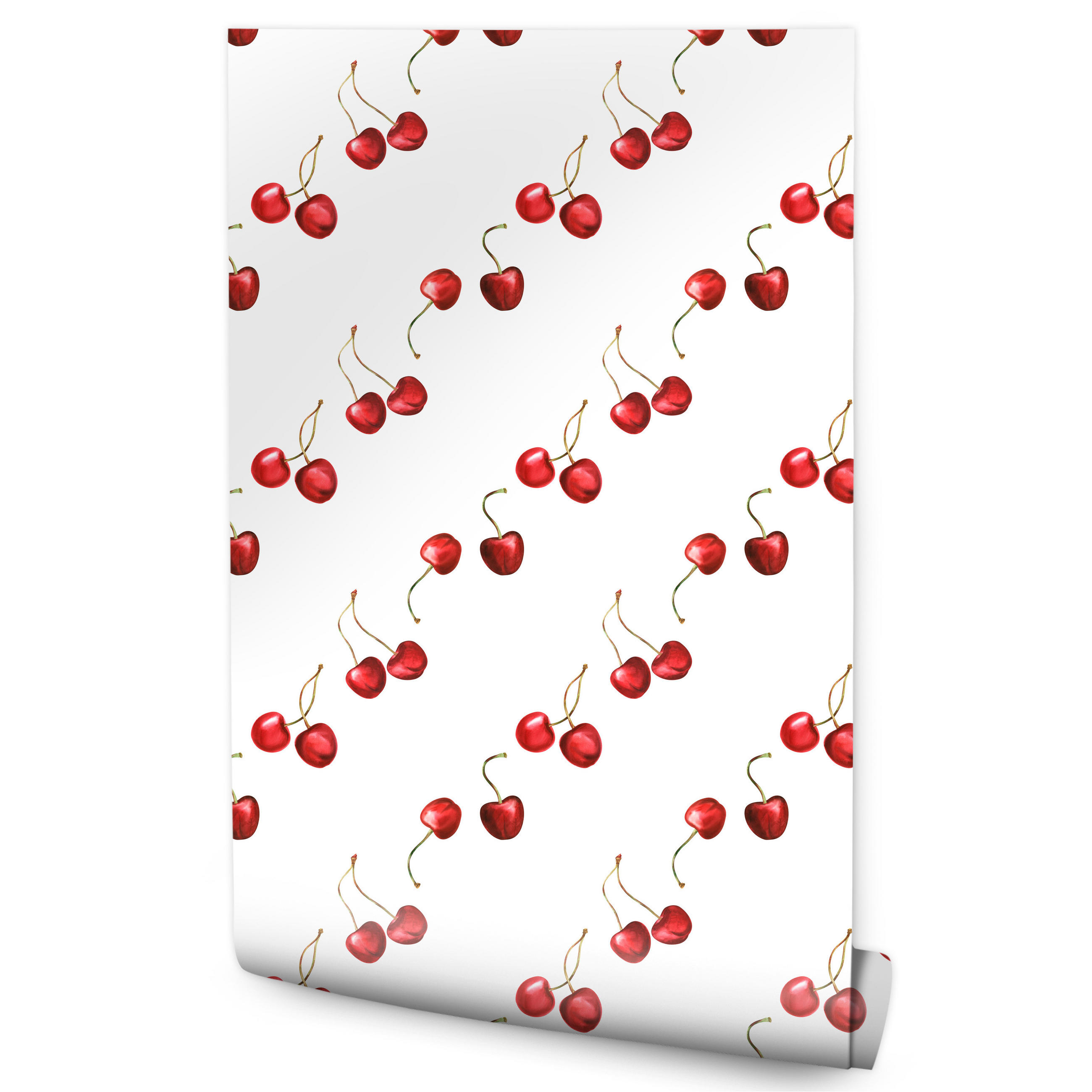 VLIESTAPETE Kirschen – Rot, Weiß – 50x1000 cm - Rot/Weiß, Papier (50/1000cm) - Muralo