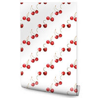 VLIESTAPETE Kirschen – Rot, Weiß – 50x1000 cm - Rot/Weiß, Papier (50/1000cm) - Muralo