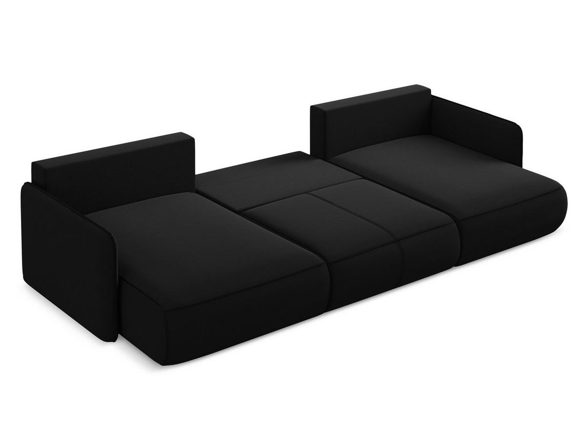ECKSOFA mit Schlaffunktion Chenille Stoff Schwarz - Anthrazit/Schwarz, Kunststoff/Textil (207/148cm) - Makamii
