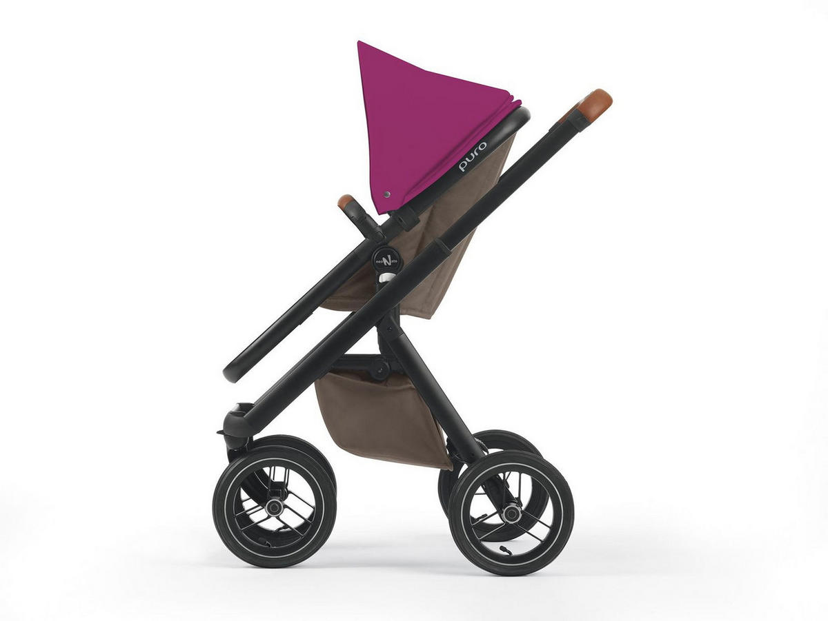 KOMBI-KINDERWAGEN Puro Urban 2 in1 inkl. Regenschutz und Wickeltasche - Blau/Beere, Holz/Kunststoff (61/94/123cm) - Cam il Mondo del Bambino S.p.A.