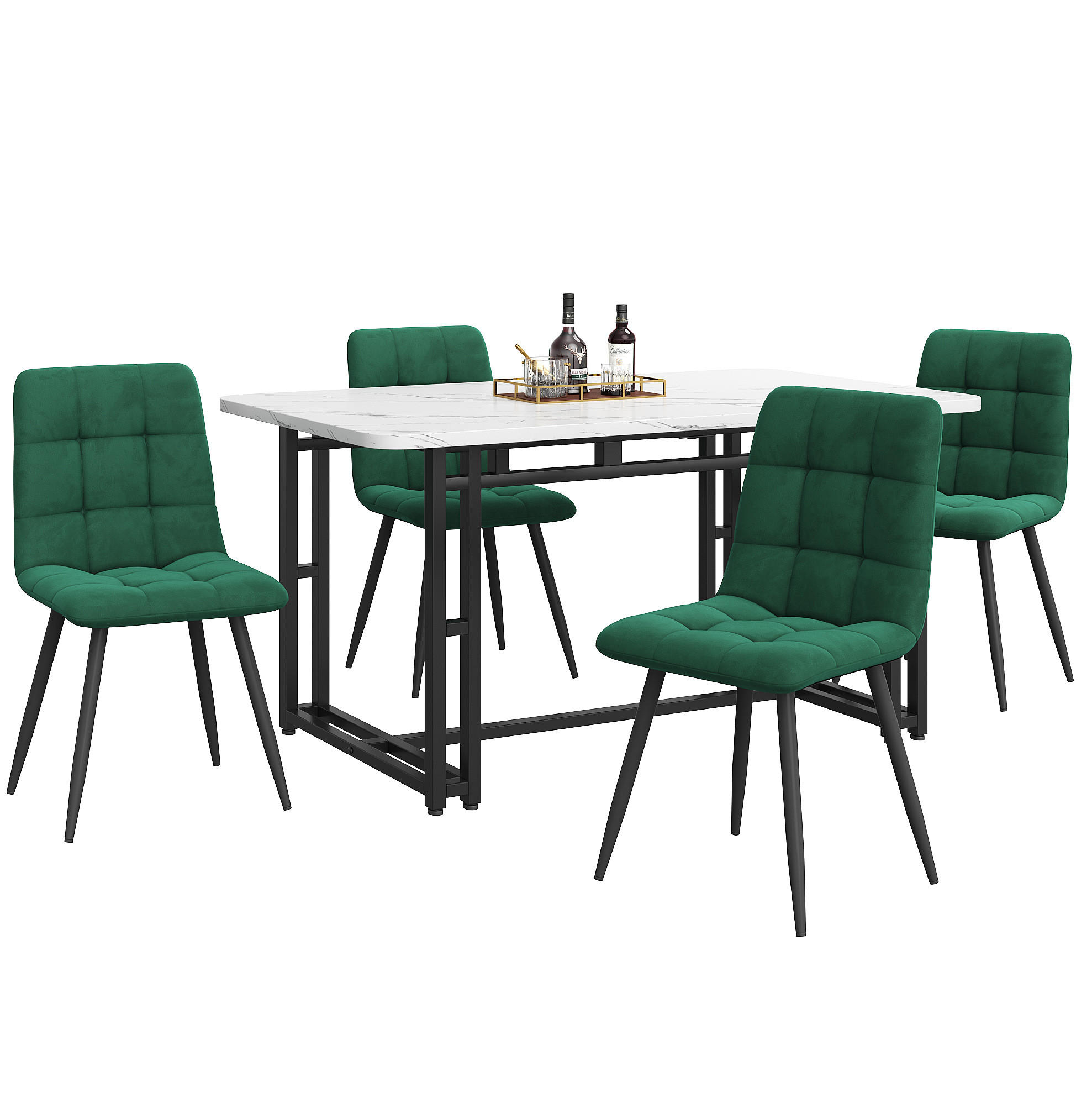 Meubliv Esszimmer-Set Grün 80x74x140 cm