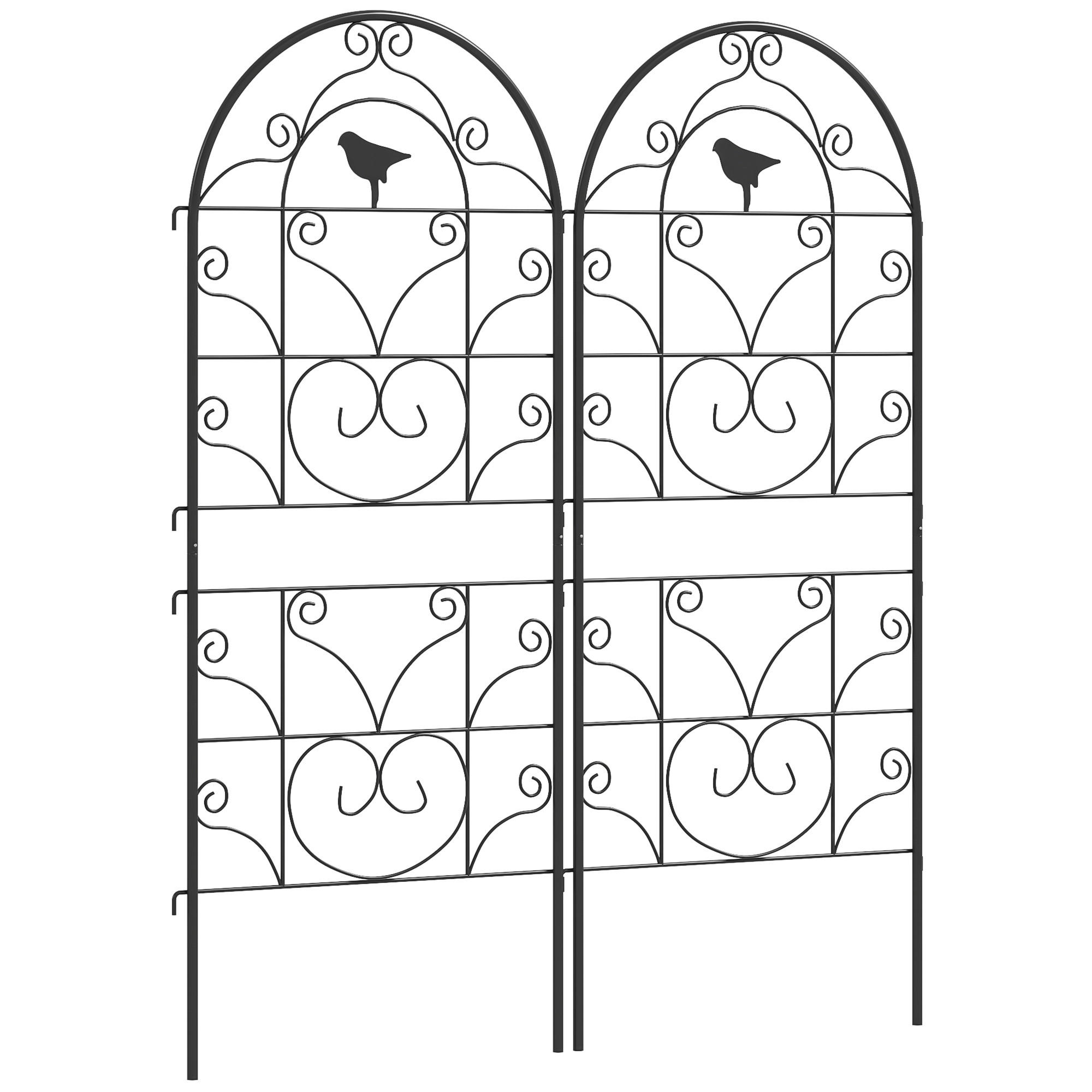 RANKGITTER DE-10041 2er-Set mit Vogeldesign, 50x120 cm Schwarz - Schwarz, Metall (1.3/120/50cm) - ComfortXL