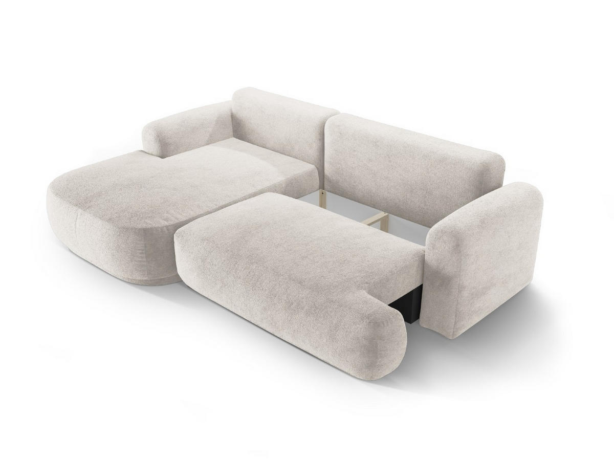 SCHLAFSOFA modular mit Bettkasten links Ella aus strukturiertem Stoff beige 5 Sitzplätze - Beige, Textil (174/271cm) - Micadoni