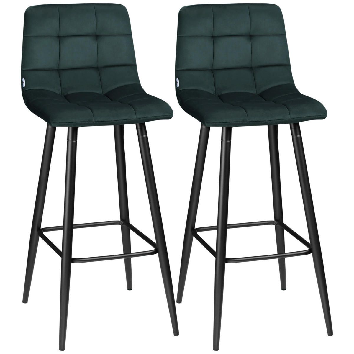 BARHOCKER 2er-Set DE-08023 weicher Sitz mit Stahlrahmen Grün - Grün, Metall (55/103/42cm) - ComfortXL