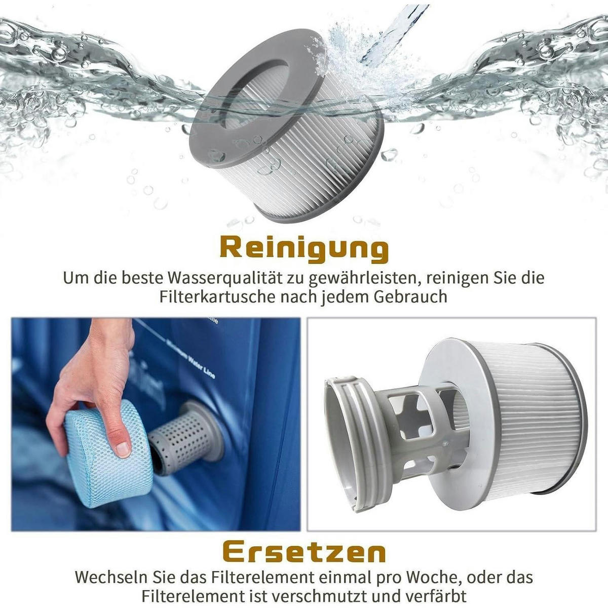 FILTERKARTUSCHE 6er Set für MSpa Whirlpools ab 2020 - Weiß, Kunststoff (11/6.8/11cm)
