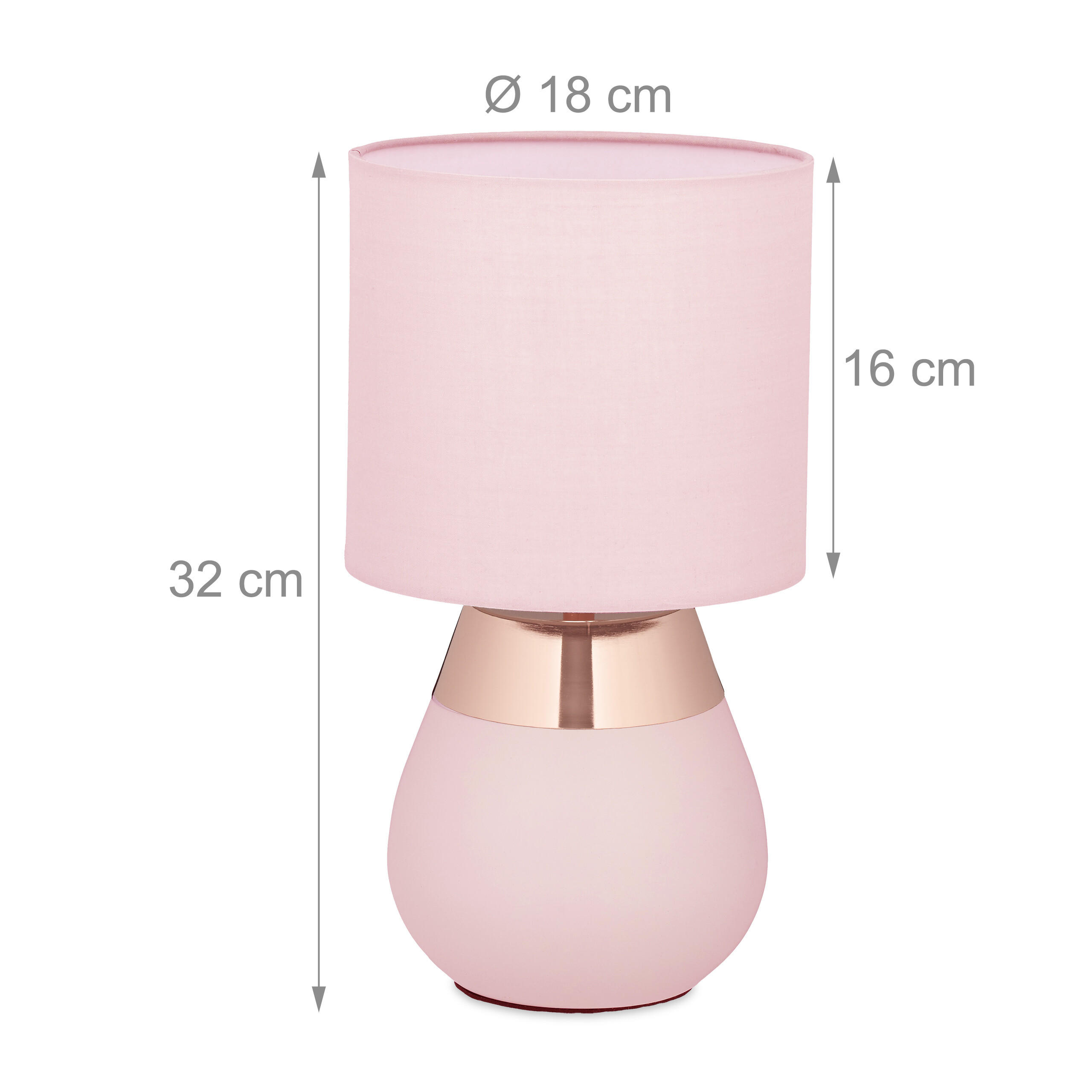 Thumbnail - Relaxdays Tischlampe, Rosa, Kunststoff, Textil, Metall, Rund, 18x32x18 cm, Lampen & Leuchten, Innenbeleuchtung, Tischlam...