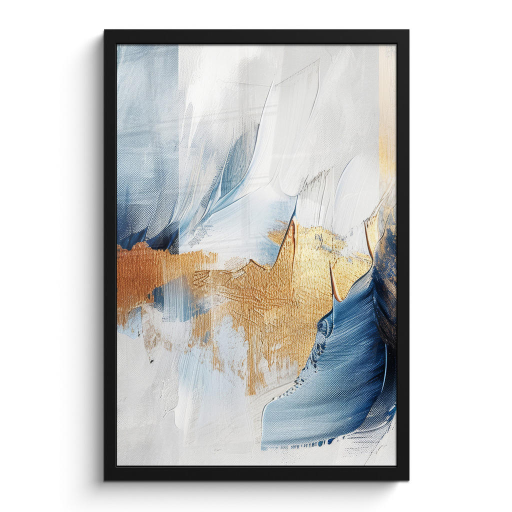 MuchoWow PLAKÁT V RÁMU Zlatá - modrá - akvarel - umění - moderní 40x60 cm