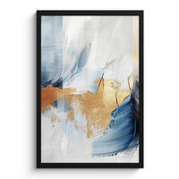 GERAHMTES BILD Gold - Blau - Aquarell - Kunst - Modern 40x60 cm - Hellblau, Papier (40/60cm) - MuchoWow