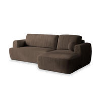 ECKSOFA SENTI P R-S Braun Kordstoff mit Schlaffunktion - Braun, Holz (246/148cm) - MASSENO