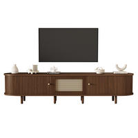TV-STÄNDER 180cm Oval Nussbaum Rattan-Design verstellbare Füße - Braun, Holz (49.5/14.5/120cm) - FLIEKS