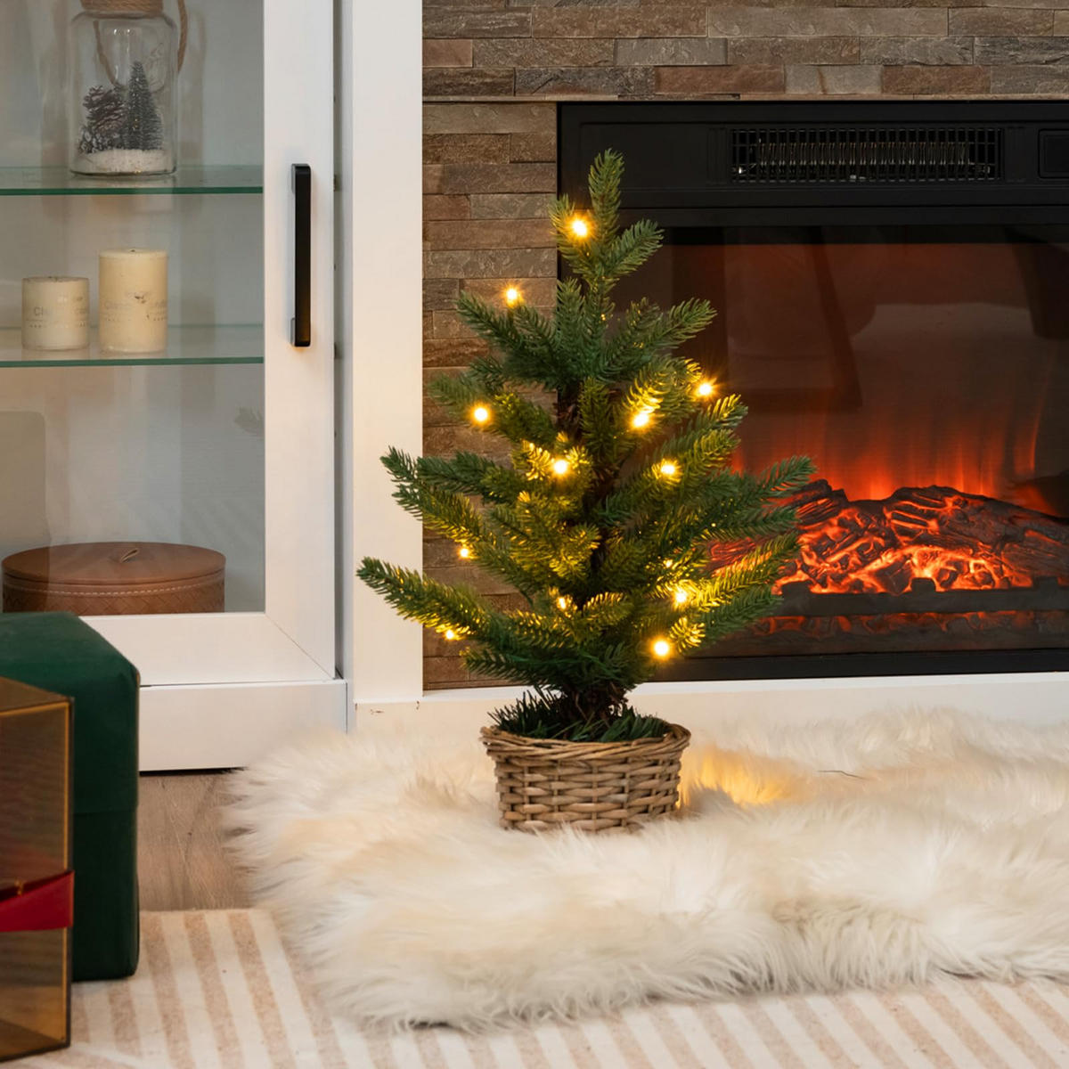 WEIHNACHTSBAUM beleuchteter Mini Tisch Tannenbaum 48 cm grün - Grün, Kunststoff (48cm) - COSTWAY