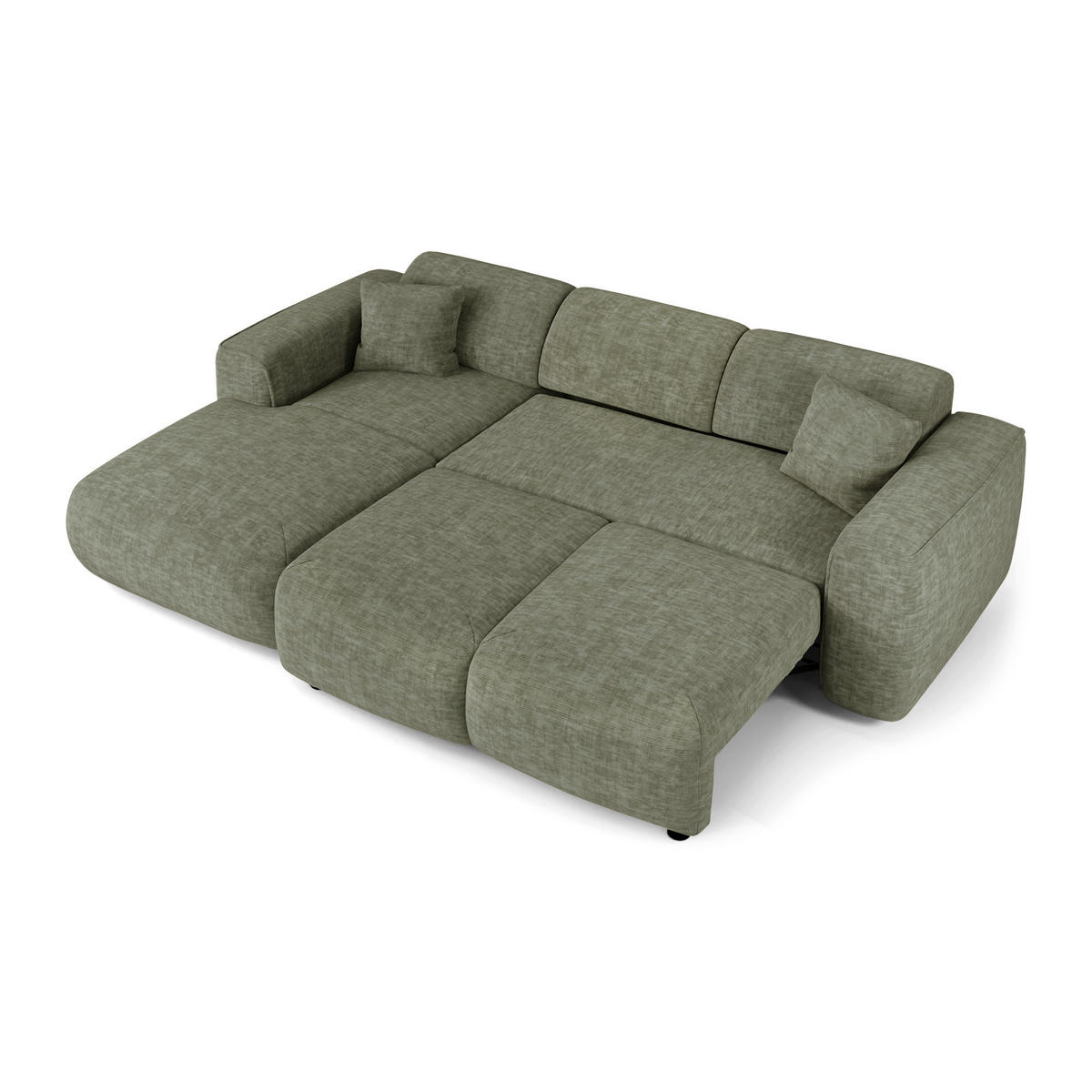 ECKSCHLAFSOFA Texturierter Samt Salbeigrün 283cm - Grün, Textil (283/180cm) - Sia Home