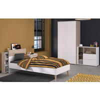 JUGENDZIMMER weiß, Eiche, Komplett-Set 5-teilig mit vielen Fächern - Eichefarben/Weiß, Holzwerkstoff (95/205/206cm) - Parisot Meuble