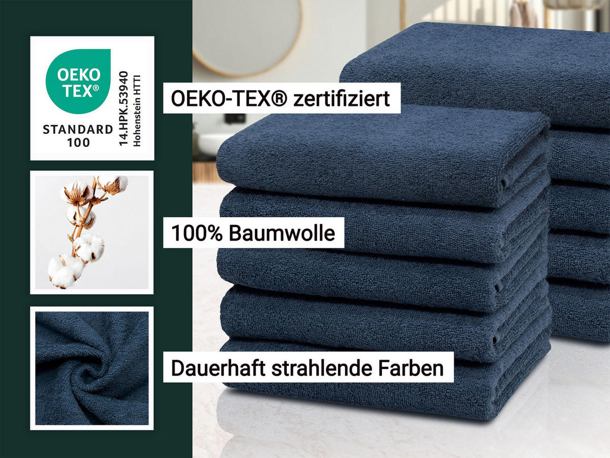 HANDTÜCHER, 10er-Set, 50x100 cm, 100% Baumwolle, Blau - Dunkelblau, Textil (50/100cm) - Zollner
