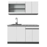 SINGLEKÜCHE R-Line Weiß/Anthrazit 140 cm, AP Marmor - Anthrazit/Weiß, Holzwerkstoff (140/81.6/60cm) - Vicco