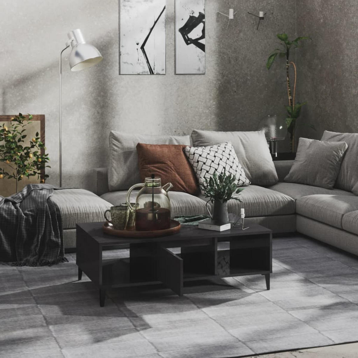 COUCHTISCH Hochglanz-Grau 103,5x60x35 cm Holzwerkstoff - Grau, Holzwerkstoff (103.5/60/35cm) - furnicato