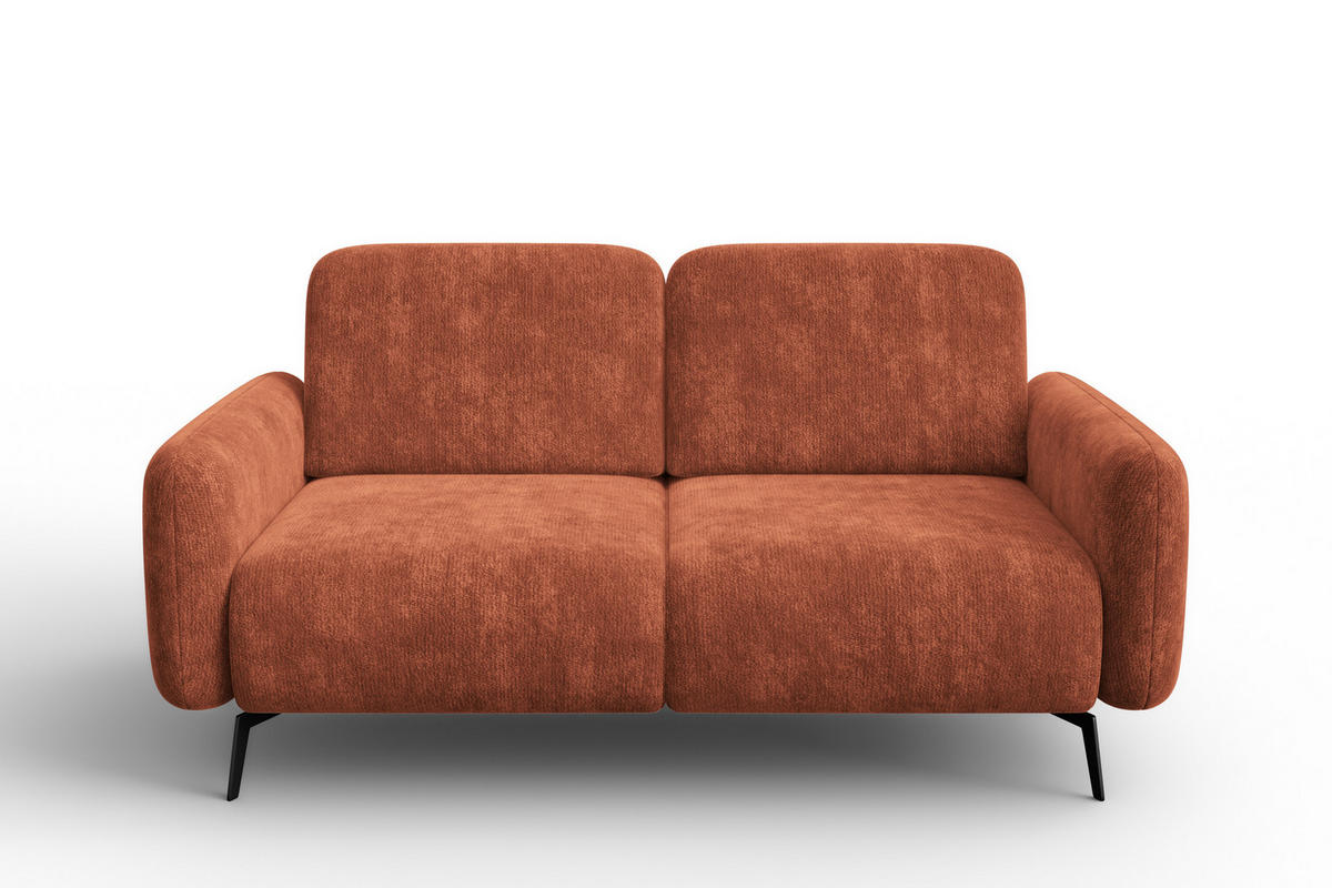 SOFA FEBE 2-Sitzer, rostroter Chenille-Stoff - Rostfarben/Schwarz, Holz/Textil (160/82/96cm) - Wozimo