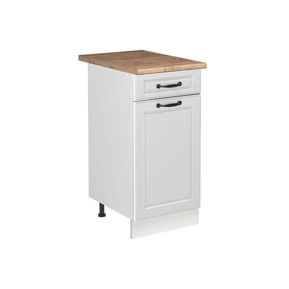 SPÜLENUNTERSCHRANK R-Line, Weiß Landhaus/Weiß, 40 cm Arbeitsplatte Goldkraft Eiche - Weiß, Holzwerkstoff (40/81.6/60cm) - Vicco