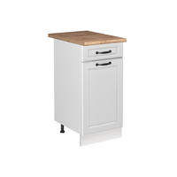 SPÜLENUNTERSCHRANK R-Line, Weiß Landhaus/Weiß, 40 cm Arbeitsplatte Goldkraft Eiche - Weiß, Holzwerkstoff (40/81.6/60cm) - Vicco