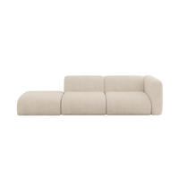 SOFA Ottomane Rechts MIRA-S3 296x89x70 Beige Velours - Greige/Beige, Holzwerkstoff/Kunststoff (296/70/89cm) - ALTDECOR