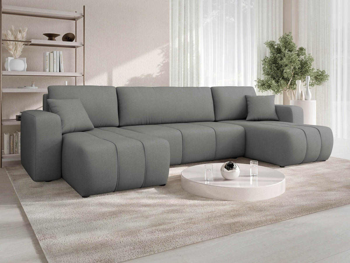 CANAPEA ÎN FORMĂ DE U Furyn U - gri închis/negru, material plastic/material textil (312/82/145cm) - MIRJAN24