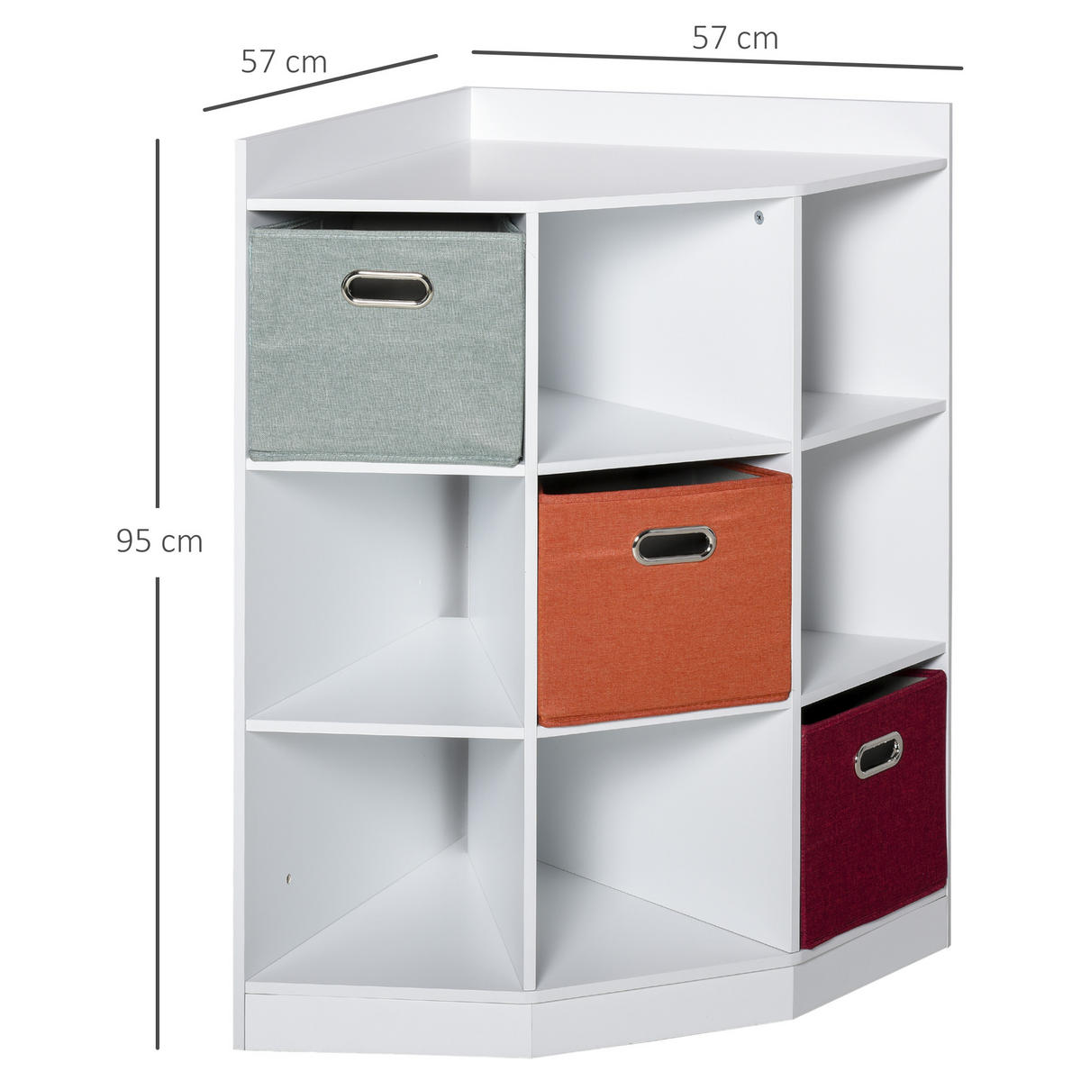 REGAL DE-15459 9 Fächer, 3 Vlies-Schubladen Weiß - Weiß, Holzwerkstoff (57/95/57cm) - ComfortXL