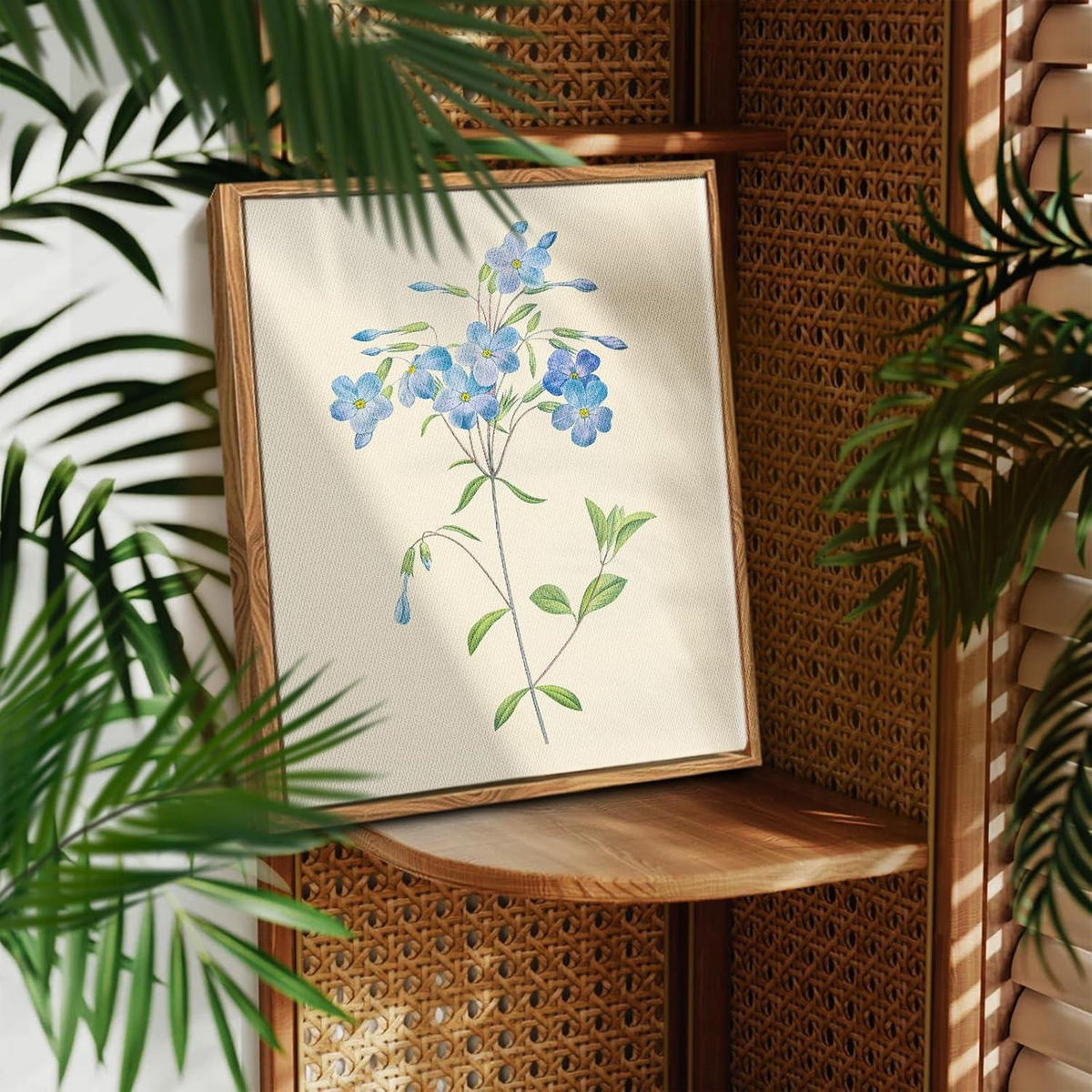 LEINWANDBILD mit Rahmen Blaue Wildblumen 30 x 40 cm - Blau, Holz (30/0.5cm)