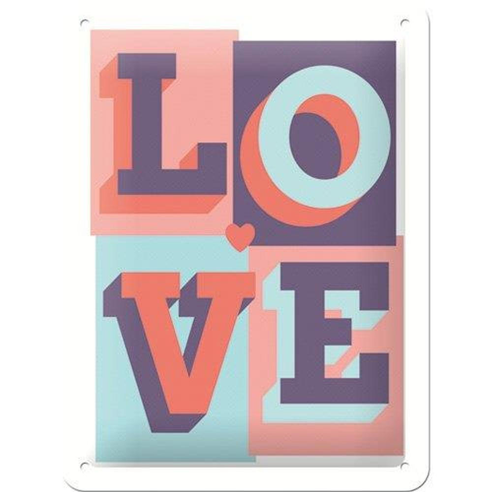 BLECHSCHILD 15/20 cm Word Up LOVE - Multicolor, Metall (15/20/0.5cm) - Nostalgic-Art